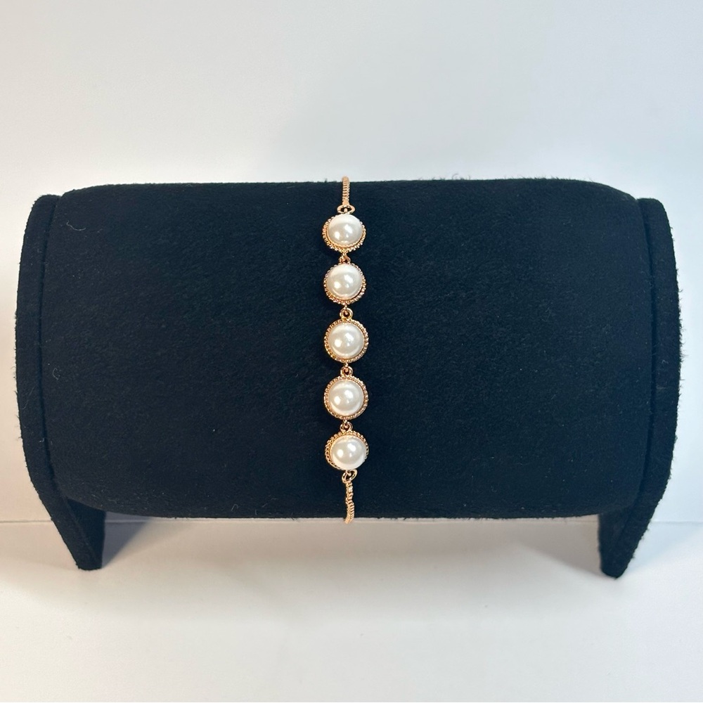 18k Rose gold-plated pearl bolo bracelet